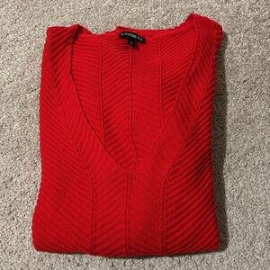 Deep V neck red Express sweater